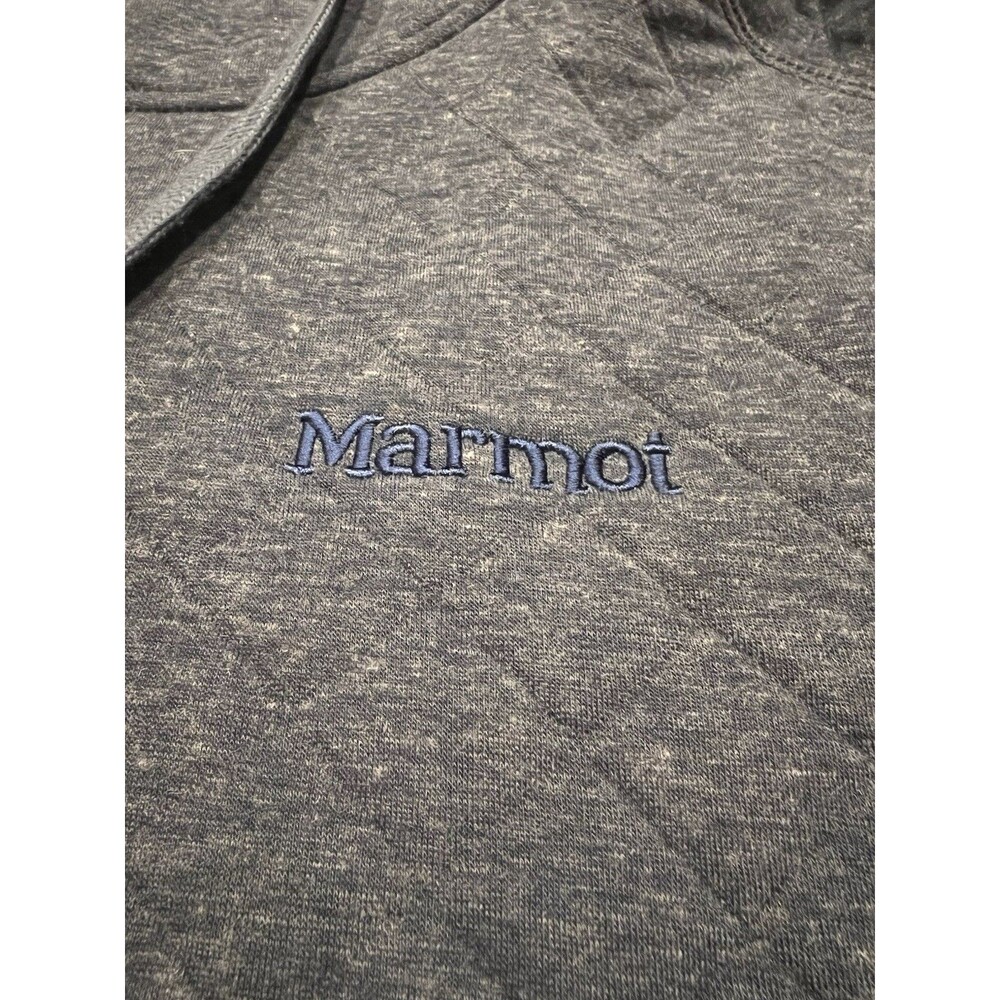 Marmot Galen Hoodie Mens Small Grey Dark Steel Quilted Sweater Pullover Wool - Picture 3 of 10